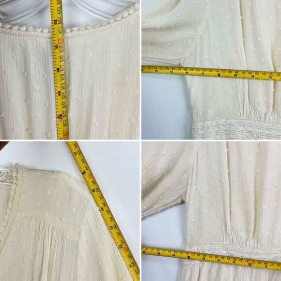 Knox Rose Clip Swiss Dot Ruffle Flared Sleeve Tiered Maxi Dress Ivory Size L - Picture 12 of 16